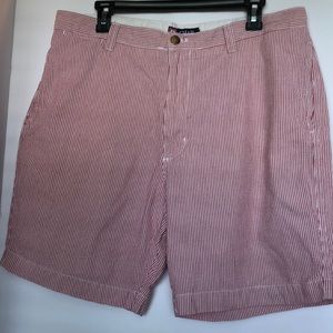Men’s Chaps red and white seersucker shorts, 36”